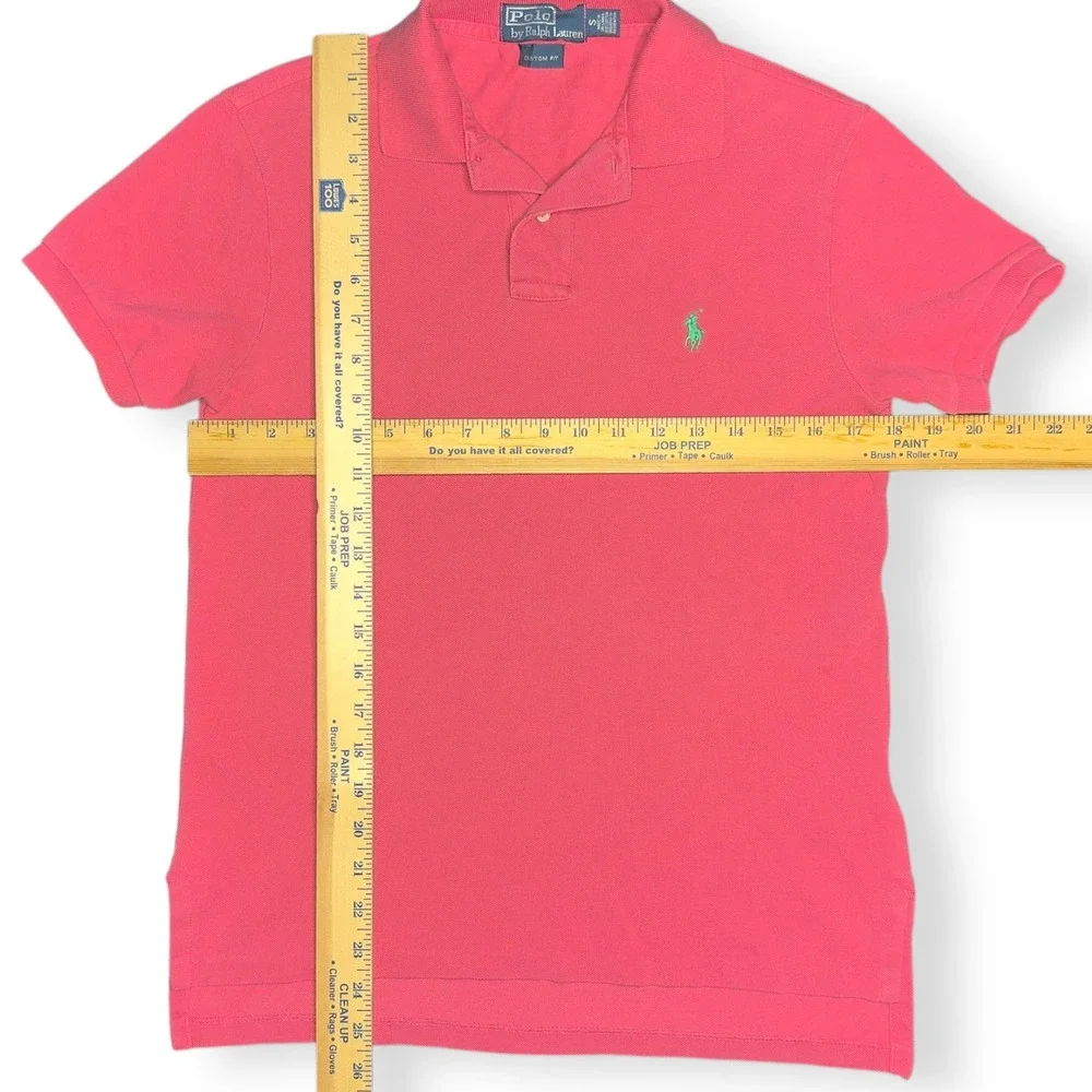 Polo‎ Ralph Lauren Men's Small Pink Custom Fit Polo Shirt Green Pony 100% Cotton